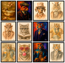 Trendy Animal Posters Dog Squirrel Tiger Cat Wall Art Home Decor Print A4 A3 A5