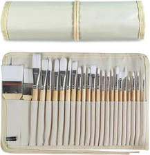 Paint Brushes Set of 24 Pieces Wooden Handles with Large, Multicolor 