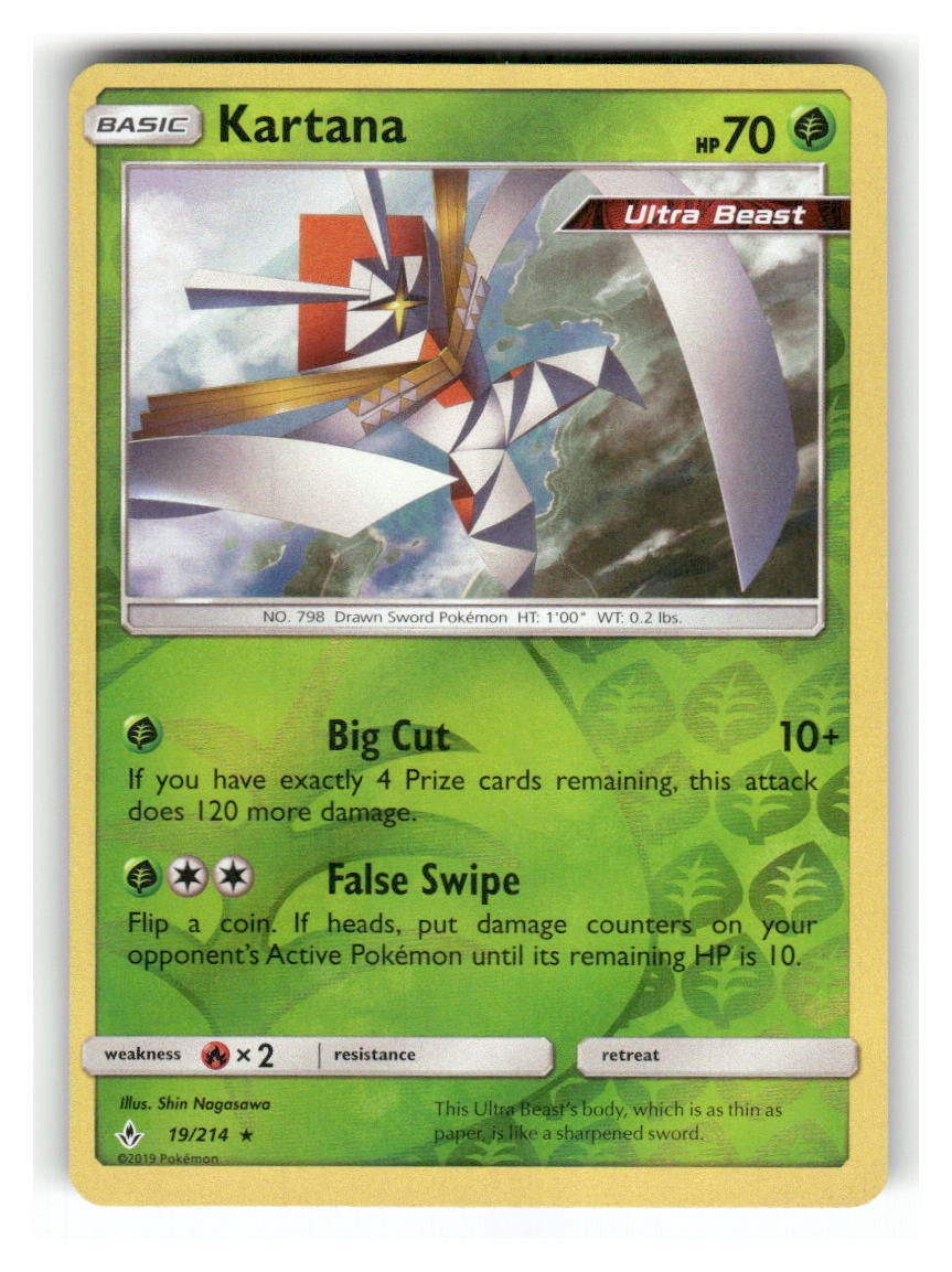 Kartana 19/214 Holo Rare Unbroken Bonds Pokemon Reverse Holo Lightly Played