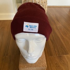 Sun Ski Sports Beanie Burgundy Knit Winter Hat Made in Canada