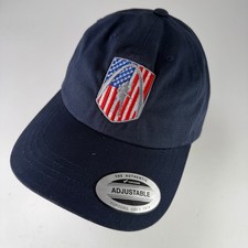 Yupoong Classics Dad Hat Baseball Cap American Flag Shield Navy Blue Adjustable