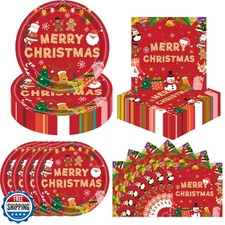 40 Pcs Christmas Paper Plates and Napkins Party Supplies,9-inch C