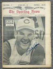 August 21, 1965 TSN Complete Newspaper SIGNED by Cincinnati Reds Pete Rose