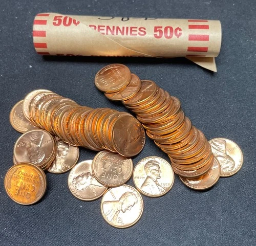 1958 D Lincoln Cent 1 Roll Red “BU to Gem”