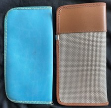 Lot 2  PU Faux Leather Glasses Case  Sky Blue  Silver, Tan