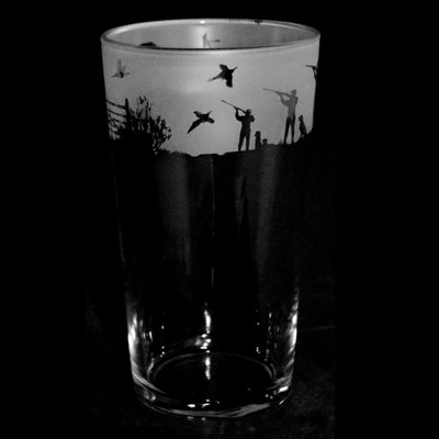 Beer Pint Glass Shooting Sandblast Sport Decorated Drink Tumbler Gift Box Animo