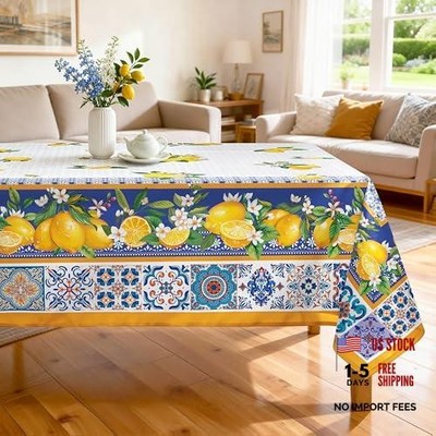 Capri Lemon Table Cloth Rectangle 84'' x 60'' (Rectangular)
