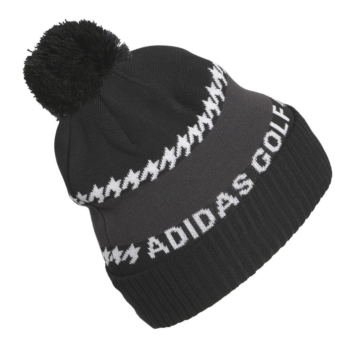 Adidas Men's Black Logo Lettering Soft Feel Bobble Hat With Pom Pom - Image 2