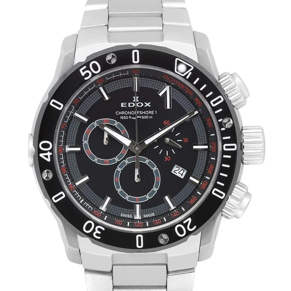 Reloj para hombre Edox Chronoffshore-1 45 mm acero esfera negra 10221 3M NIN Foto 2 de 4