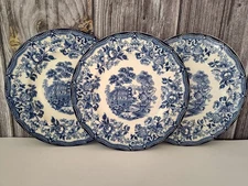 1930s Royal Staffordshire Tonquin Blue Clarice Cliff Dinner Plates 10"--set Of 3
