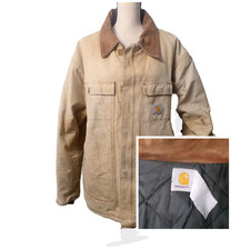 Vtg 90's Carhartt Jacket 3XL Barn Chore Arctic Quilt Lined Corduroy Collar Tan