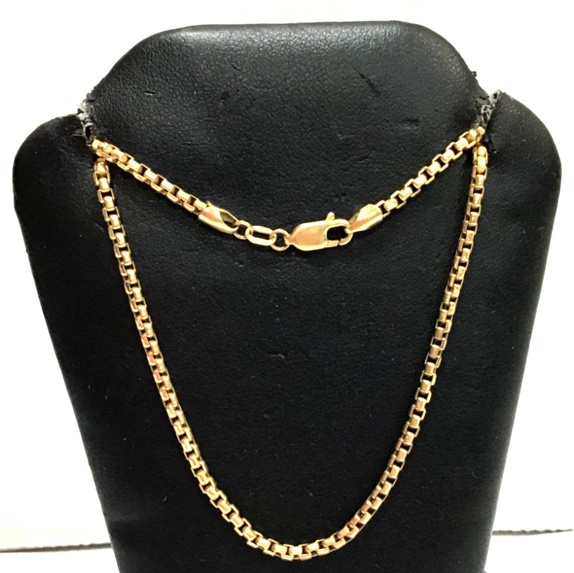 (MA3) Italy 10k Yellow Gold 6.3 Grams 2.3mm Box Link Chain Necklace 21