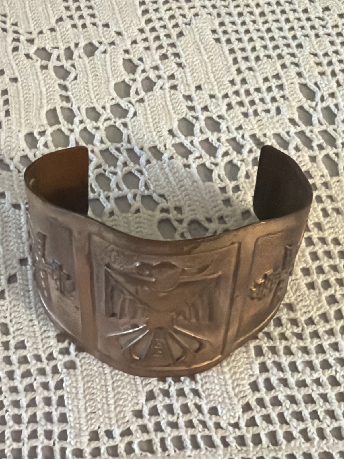 Vintage  Solid Copper Thunderbird Cuff Bracelet, - image 2
