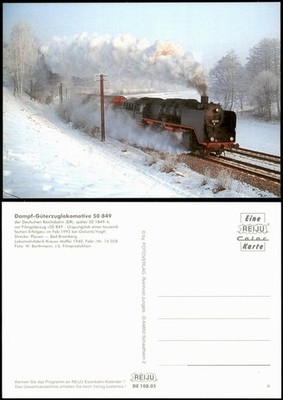 Postcard Steam Locomotive 50 849 Winter Oelsnitz 1998