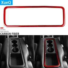 Red Carbon Fiber Armrest Box Water Cup Holder Frame Trim For Honda Odyssey 18-25