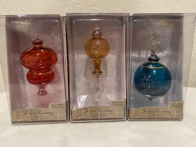 3 Halmark Glass Ornaments, Perfect Harmony, Love, A New Hope and Hope