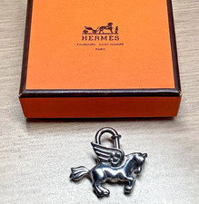 HERMES Pegasus Motif Cadena Lock Bag Charm Silver Authentic W/B F/S JP