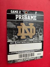 2015 Georgia Tech Notre Dame Fighting Irish PreGame Pass Football Ticket.