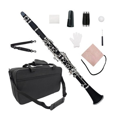 Professional Clarinet Bb Key 17 Key Two Barrels Ebonite Body Nickel Plated &Case