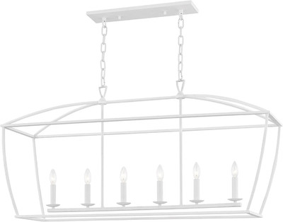 Stylish 6-Light Linear Pendant - White Plaster Finish by