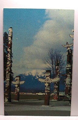 Vintage Postcard,Totem Poles Near Prince George & Prince Rupert B.C. Canada. M39