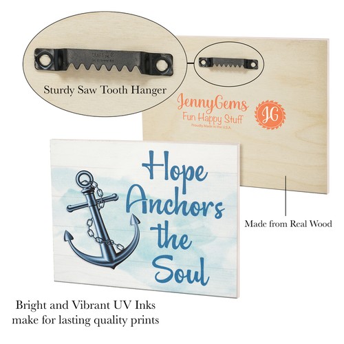 JennyGems Beach Decor, Bathroom Decor Signs, Christian Gifts, Hope Anchors Soul - Picture 8 of 9