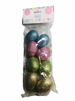 Charmed Glittery Plastic Easter Eggs,1pk of 8ct  2.69'' Tall Ea-Brand New-SHIP24H