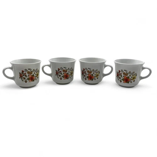 Corelle Indian Summer Coffee Cups Set Of 4 Vintage Floral 1970s