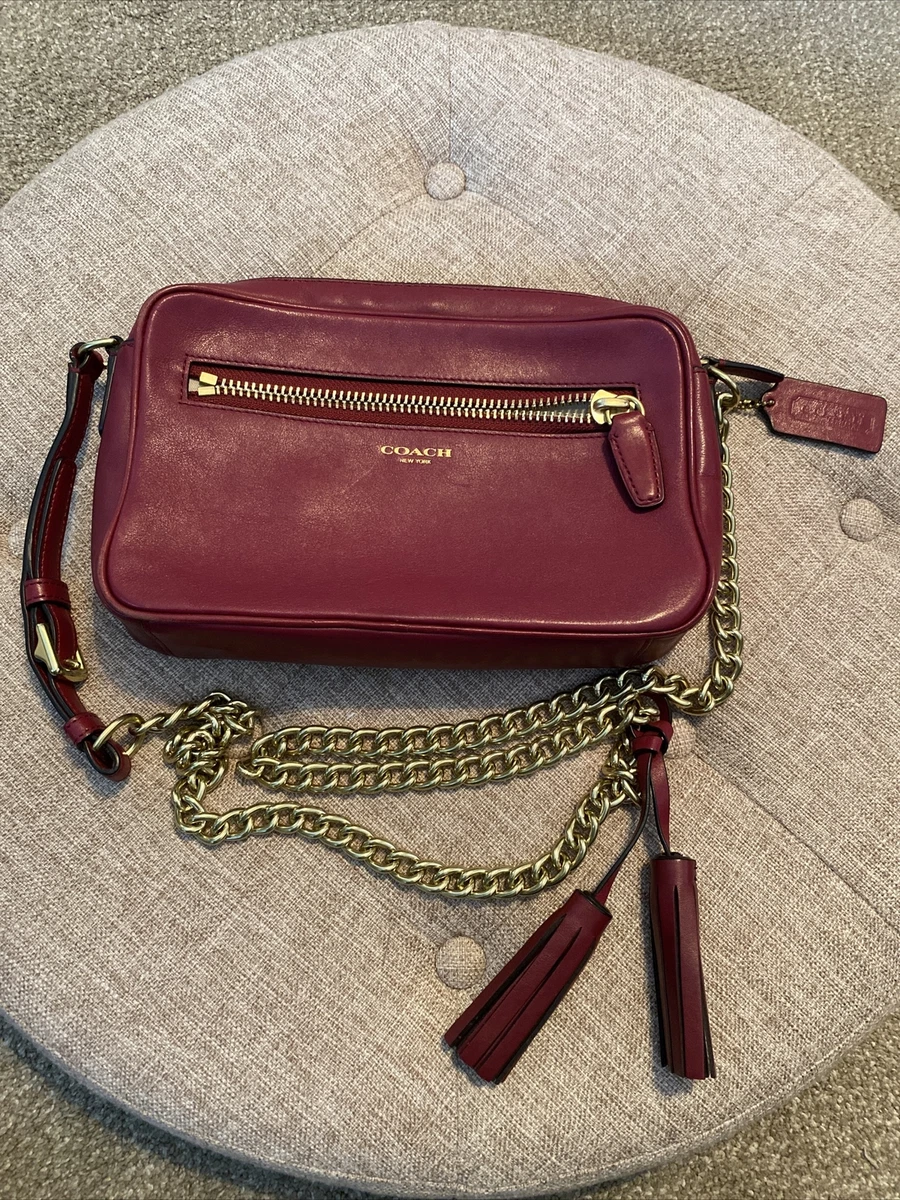 Coach Legacy Flight Bag Cognac Leather Gold Chain Used 9”L x 5.75”H x 2.5W  | eBay