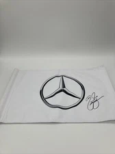 RICKIE FOWLER AUTOGRAPHED GOLF FLAG. MERCEDES BENZ LOGO WHITE FLAG.