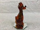 Vintage Brown Glass Poodle Dog Figurine Metallic Inner Core Paperweight 8" Tall — photo 6