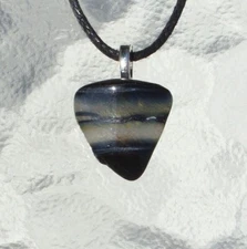 Blue Tigers Eye Free Form Stone Crystal Pendant Necklace