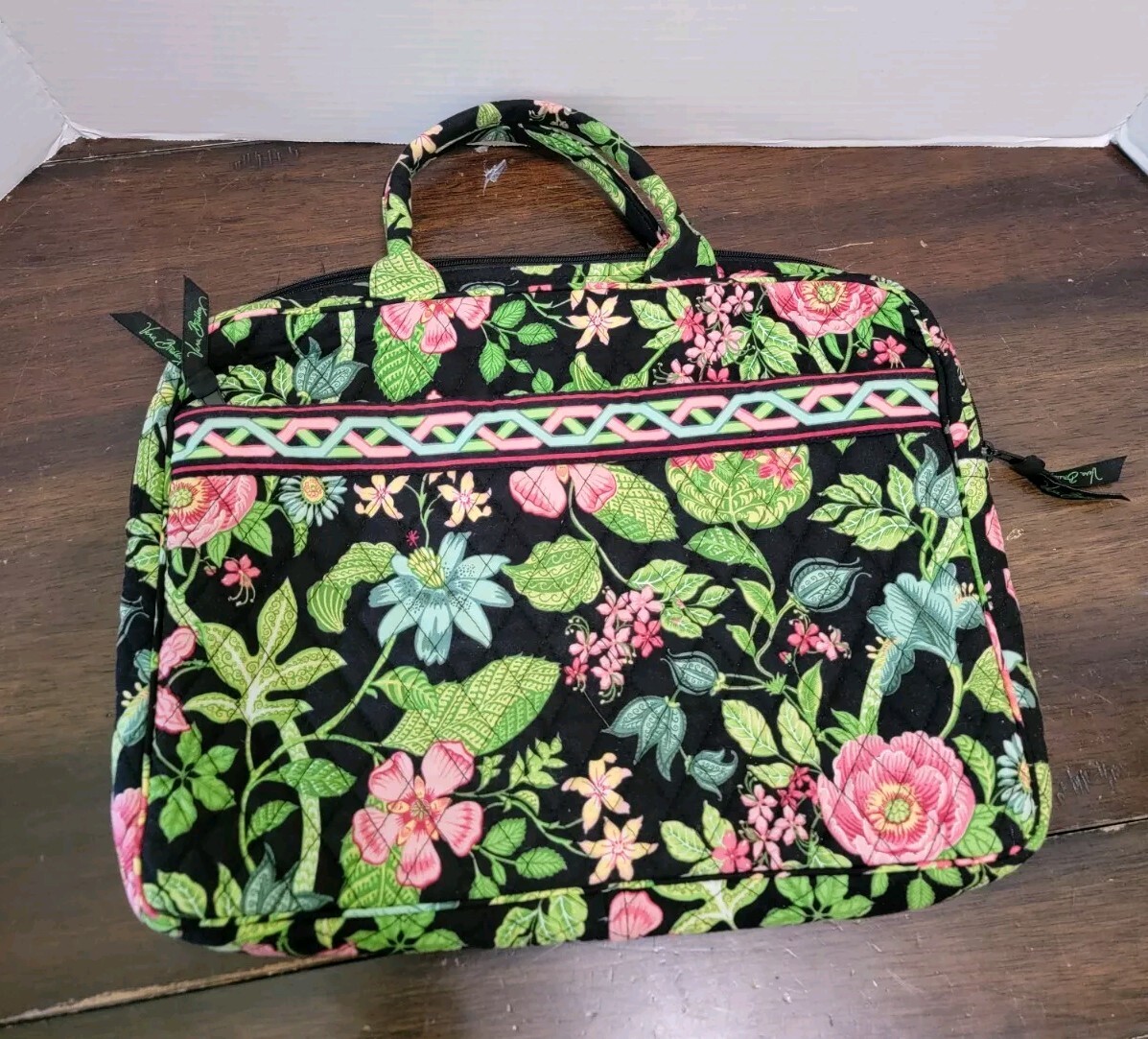 Vera Bradley Laptop Case Flowers Green Pink Botanica Print