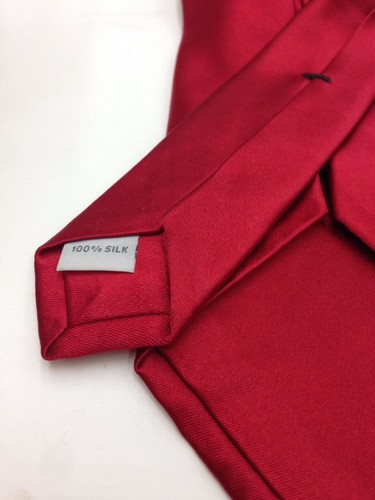 $95 Burma Bibas Men`S Solid Red Silk Neck Tie Skinny Classic Necktie 58x3.25 - Picture 4 of 5