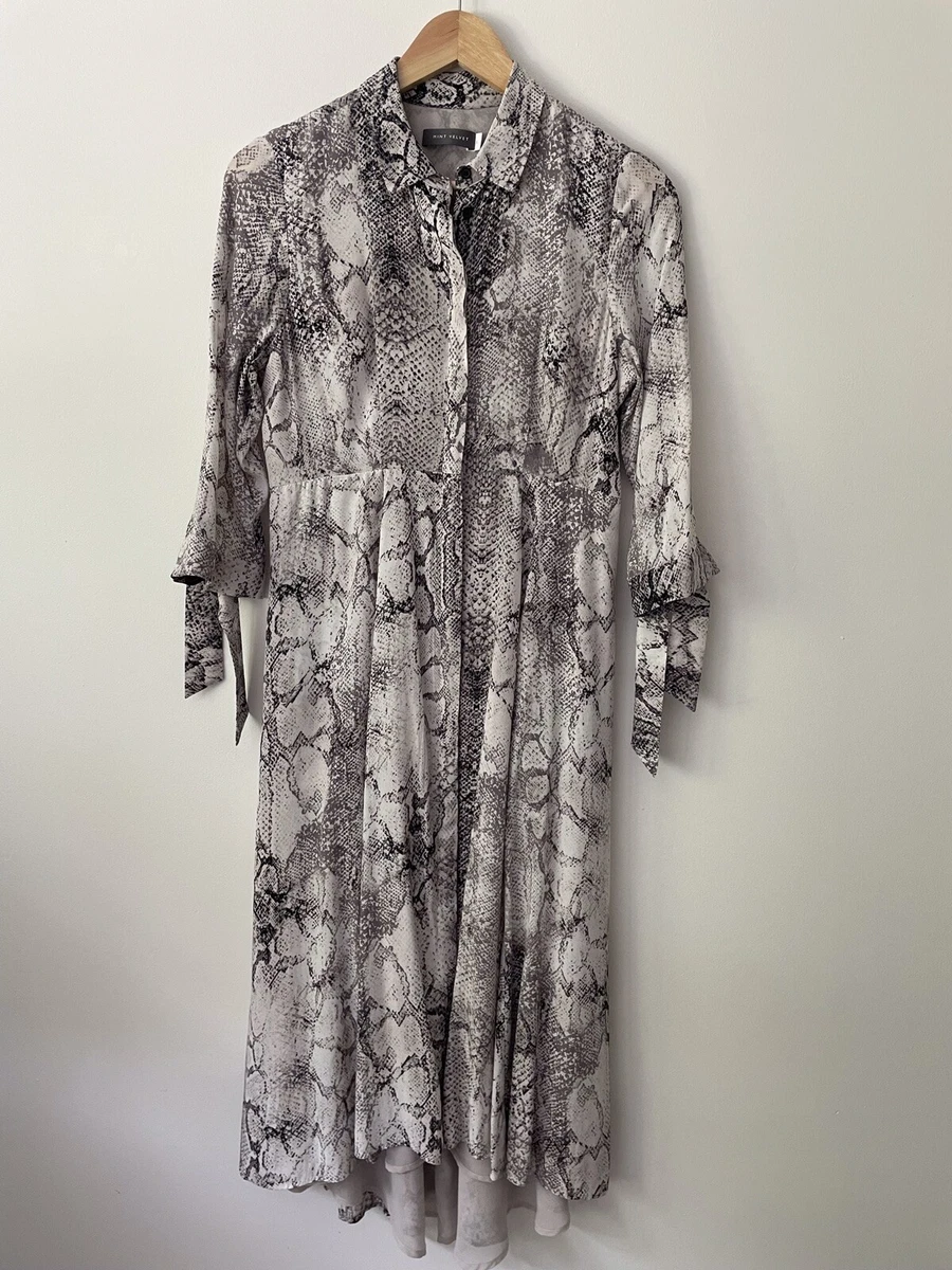 MINT VELVET Sasha Snake Print Dipped Hem Shirt Dress Size UK 8