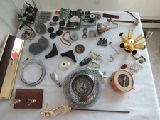 vintage metal lamp STEAMPUNK junk drawer large lot of craft parts repurpose misc