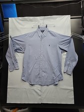 Ralph Lauren Shirt Mens 16.5 Large Blue White Cotton Button Long Sleeve