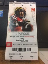 2016 MARYLAND TERRAPINS VS PURDUE BOILERMAKERS COLLEGE FOOTBALL TICKET STUB 10/1