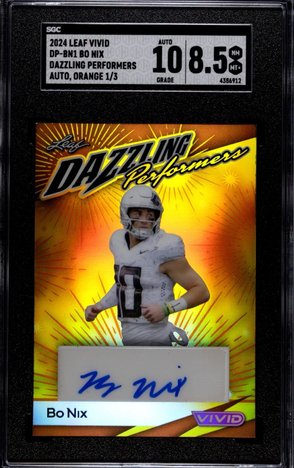 Bo Nix Leaf Vivid Dazzling Performers Autographs #DPBN1 Green Crystal