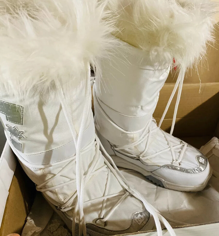 white fluffy snow boots