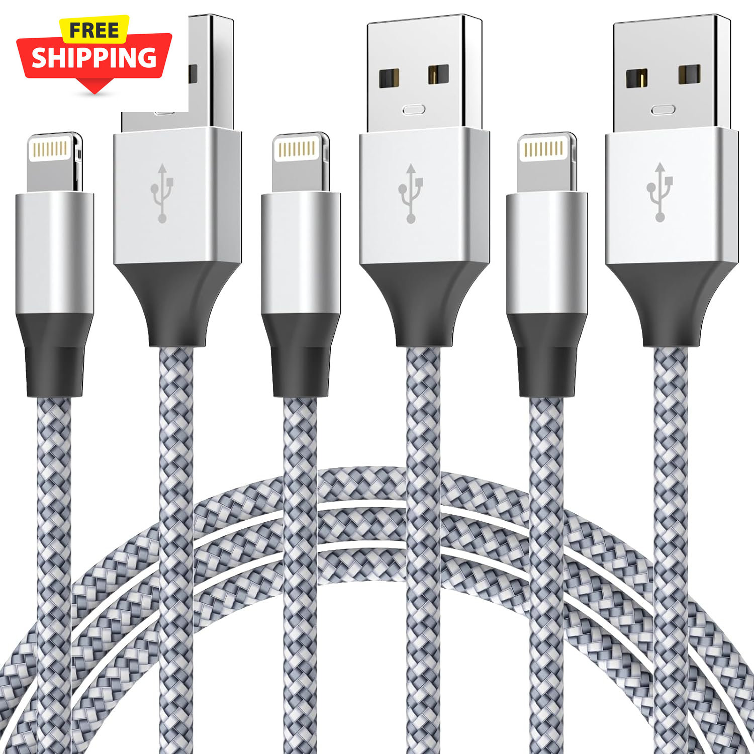 6FT Durable Apple MFi Certified Lightning Charger Cord 3Pack Nylo-image