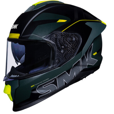 SMK Titan PFT Motorcycle Helmet - Firefly Black/Green/Yellow (Matte)