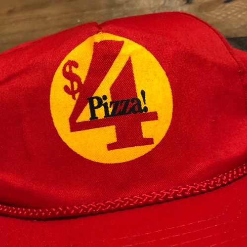 Vintage $4 Pizza Hut Snapback Kappe Herren rot gelb 90er Freizeit Streetwear-LESEN - Bild 3 von 12