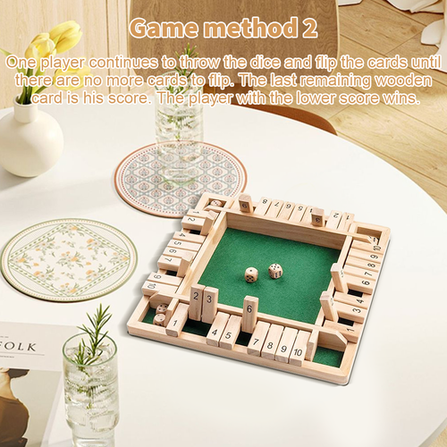 4 Players Shut The Box Wooden Traditional Pub Dice Family Kids Childrens Game UK - Picture 17 of 22