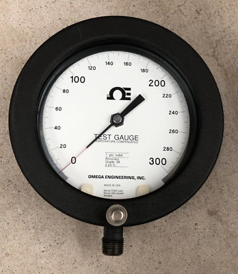 Omega High Accuracy .25% Grade 3A Test Pressure Gauge 0-300PSI 316SS 1/2'' NPT