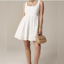 J.Crew Fit-and-flare Mini Dress Sz 10 White A-Line Sleeveless Rickrack Trim NWT