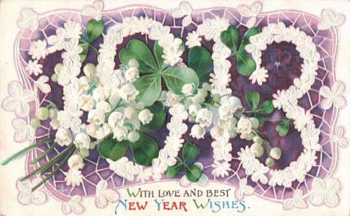 With Love and Best New Year Wishes 1913 Embossed Postcard N439