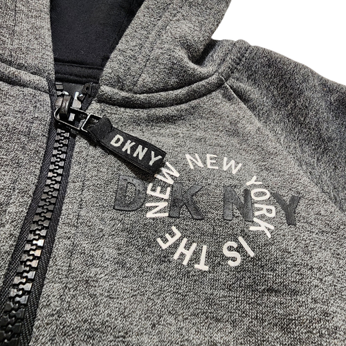 DKNY Baby Toddler Black Gray Sweatsuit Full Zip Hoodie 2T - Picture 7 of 9