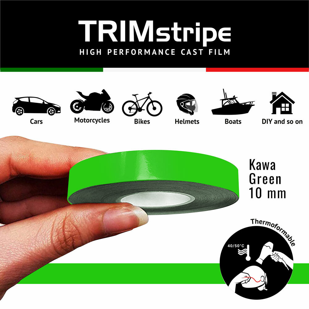 Trim Stripes Strisce Adesive per Auto, Verde Kawa, 10 mm x 10 Mt