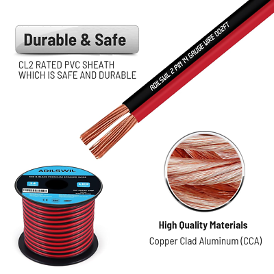 Buy Zarivy 100 Feet 14 Gauge 2 Conductors Red Black Wire with Fire